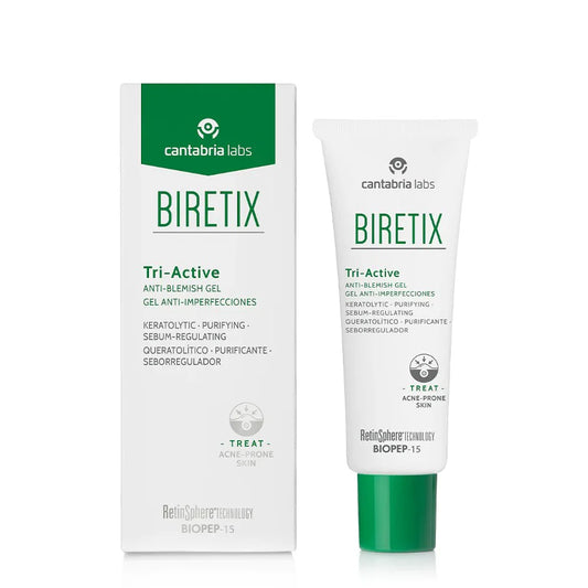 Cantabria Labs. BIRETIX Tri Active Gel. Kolmetoimeline geel akne kalduvale nahale 50ml